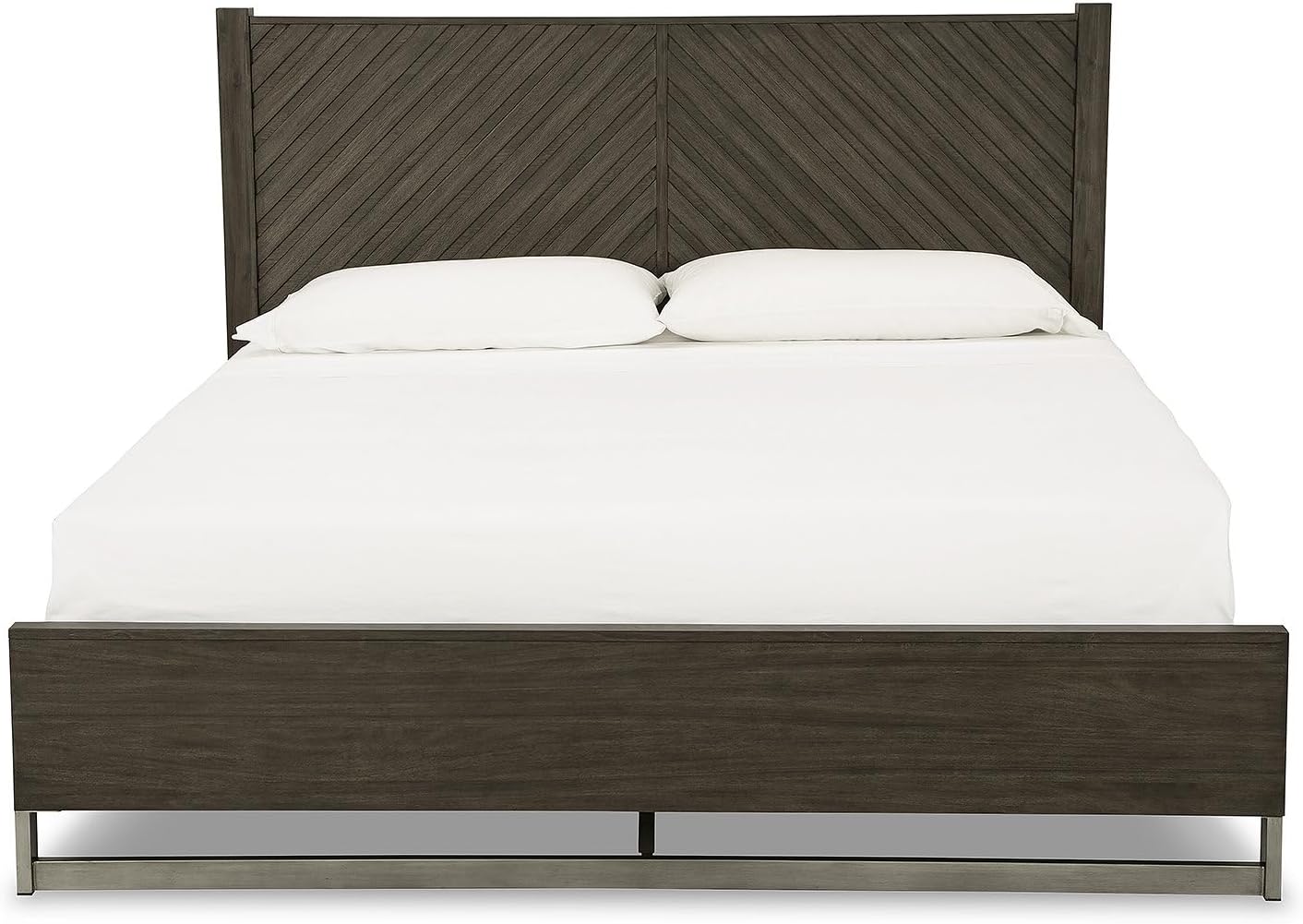 Signature Design by Ashley Arkenton Contemporary King Panel Bed with Dual USB Charging Ports, Foundation or Box Spring Needed, Dark Brown