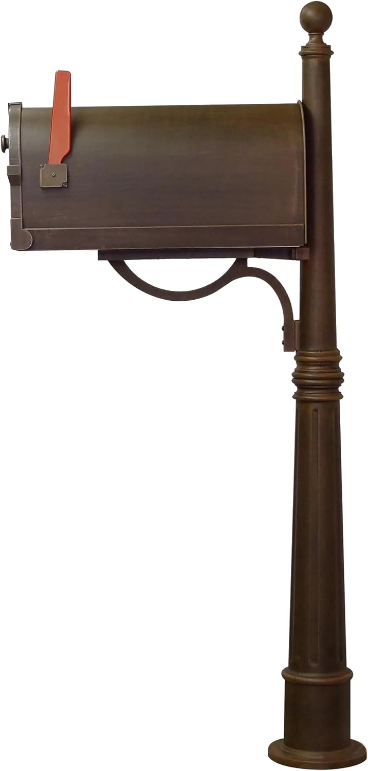 Special Lite Savannah Curbside Mailbox with Ashland Post - Copper Mailbox with Aluminum Post - SCS-1014_SPK-600-CP