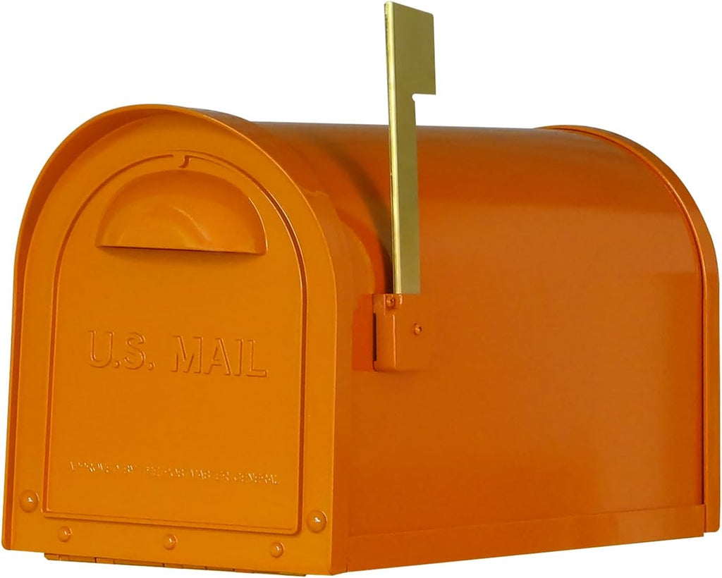 Special Lite Modern Dylan Curbside Mailbox - Orange Aluminum Mailbox for Post Mount - SCD-1008-ORG