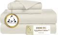 Supreme Elegance 4Pc 100% Egyptian Cotton Queen Size Sheets Set, 1000 Thread Count Sateen, Moisture Wicking, Breathable Bed Sheets, Soft & Silky, GOLD SEAL Luxury Bedding, 18' Deep Pocket, Fresh Ivory