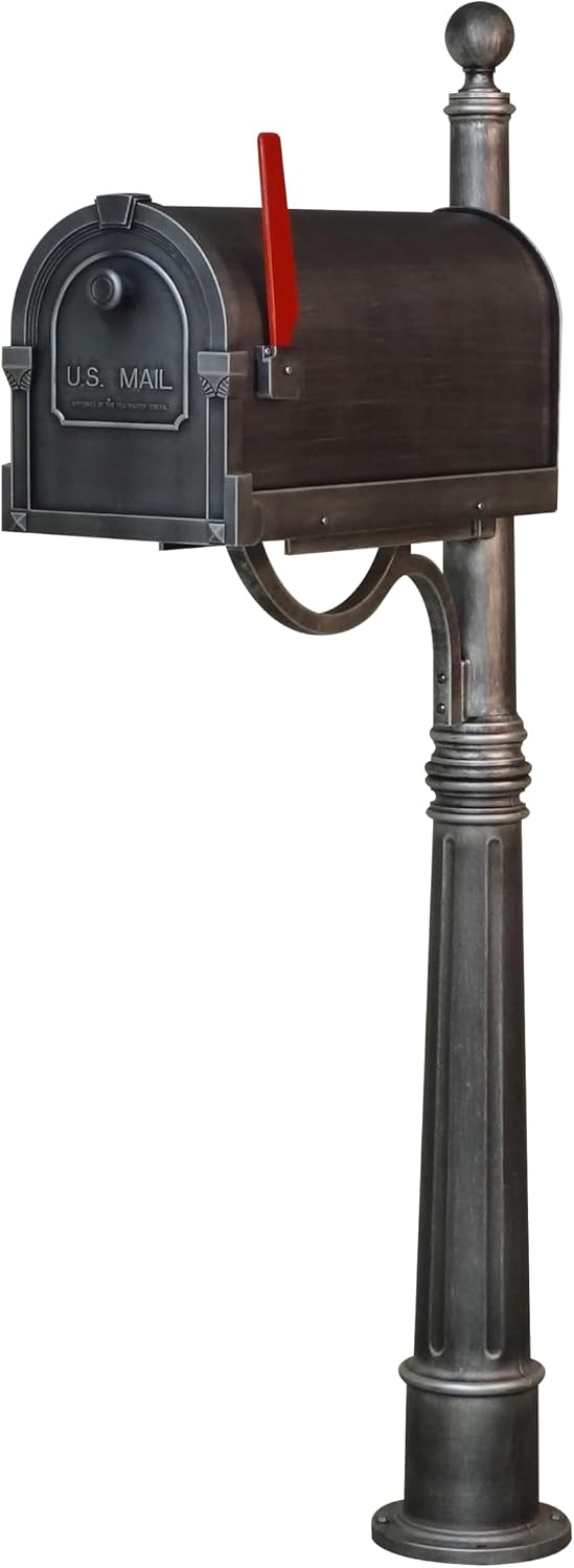 Special Lite Savannah Curbside Mailbox with Ashland Post - Swedish Silver Mailbox with Aluminum Post - SCS-1014_SPK-600-SW