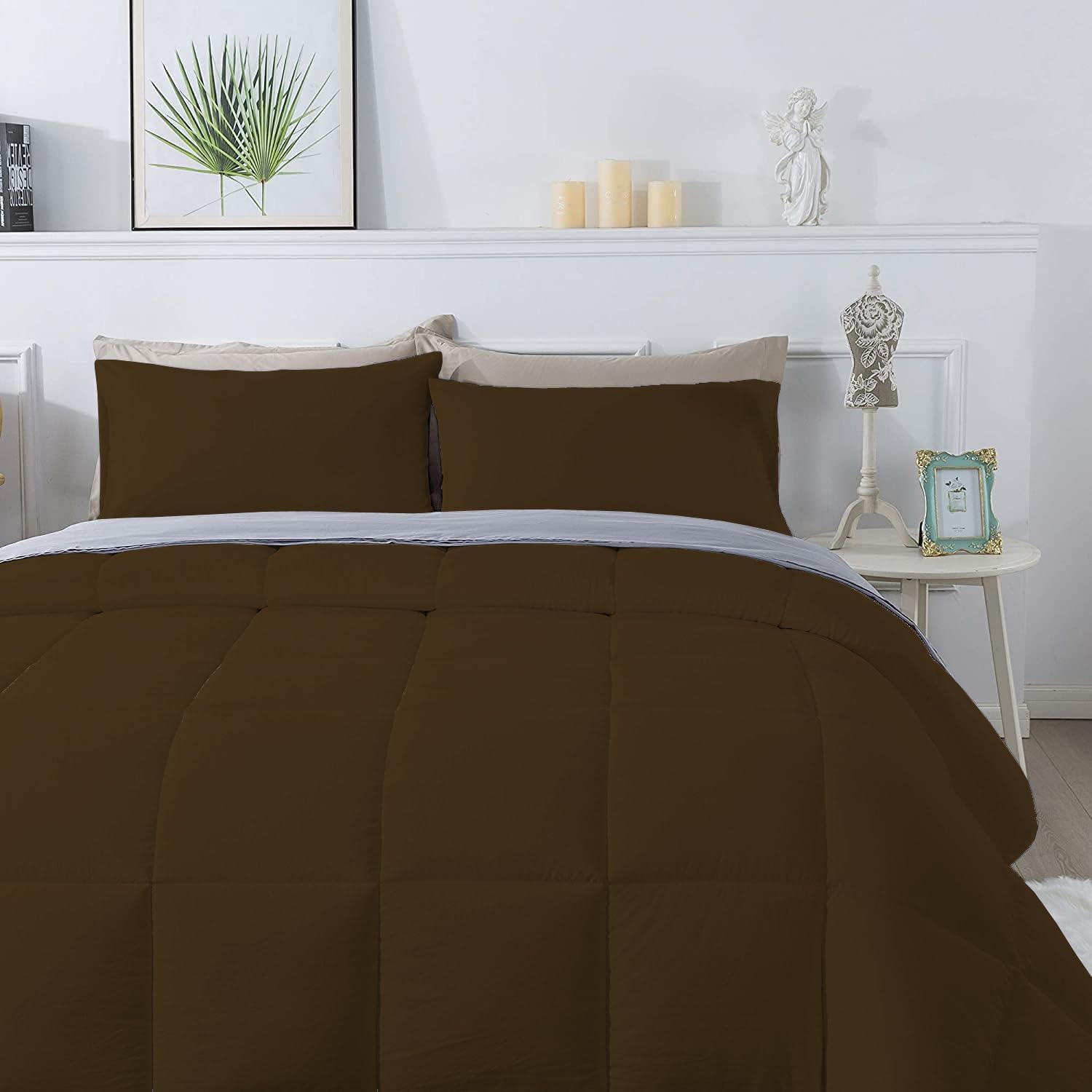 Olivia Rocco 1 Piece 1000 Thread Count Comforter Full XL/Queen Size (88' x 92') Inch 100% Egyptian Cotton Comforter 400 GSM Soft Quality - Chocolate Solid