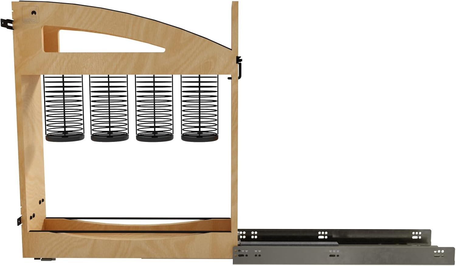 Rev-A-Shelf 5' Craftsman Collection Solid Maple Utensil Pullout Organizer w/Black Accents and BLUM Soft-Close Slides for 9' Base Cabinets