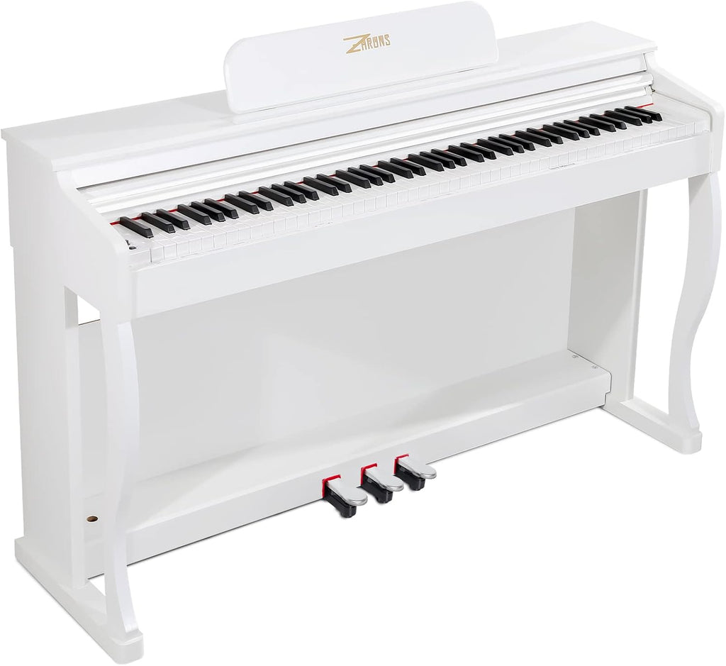 Digital Piano, 88 Key Weighted Keyboard Piano, Full-size Electric Piano Keyboard with Sheet Music Stand, Triple Pedal, Power Adapter, Supports USB-MIDI Connecting (White)
