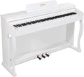Digital Piano, 88 Key Weighted Keyboard Piano, Full-size Electric Piano Keyboard with Sheet Music Stand, Triple Pedal, Power Adapter, Supports USB-MIDI Connecting (White)