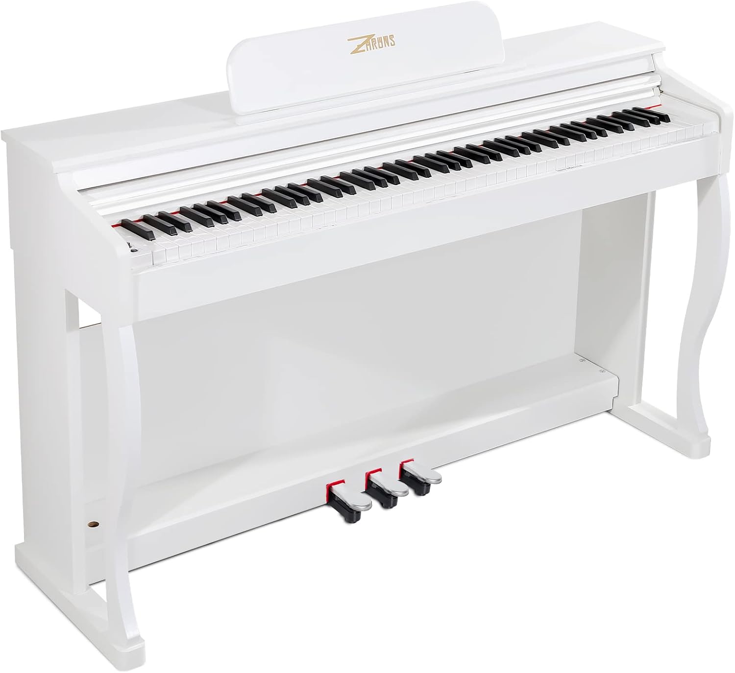 Digital Piano, 88 Key Weighted Keyboard Piano, Full-size Electric Piano Keyboard with Sheet Music Stand, Triple Pedal, Power Adapter, Supports USB-MIDI Connecting (White)