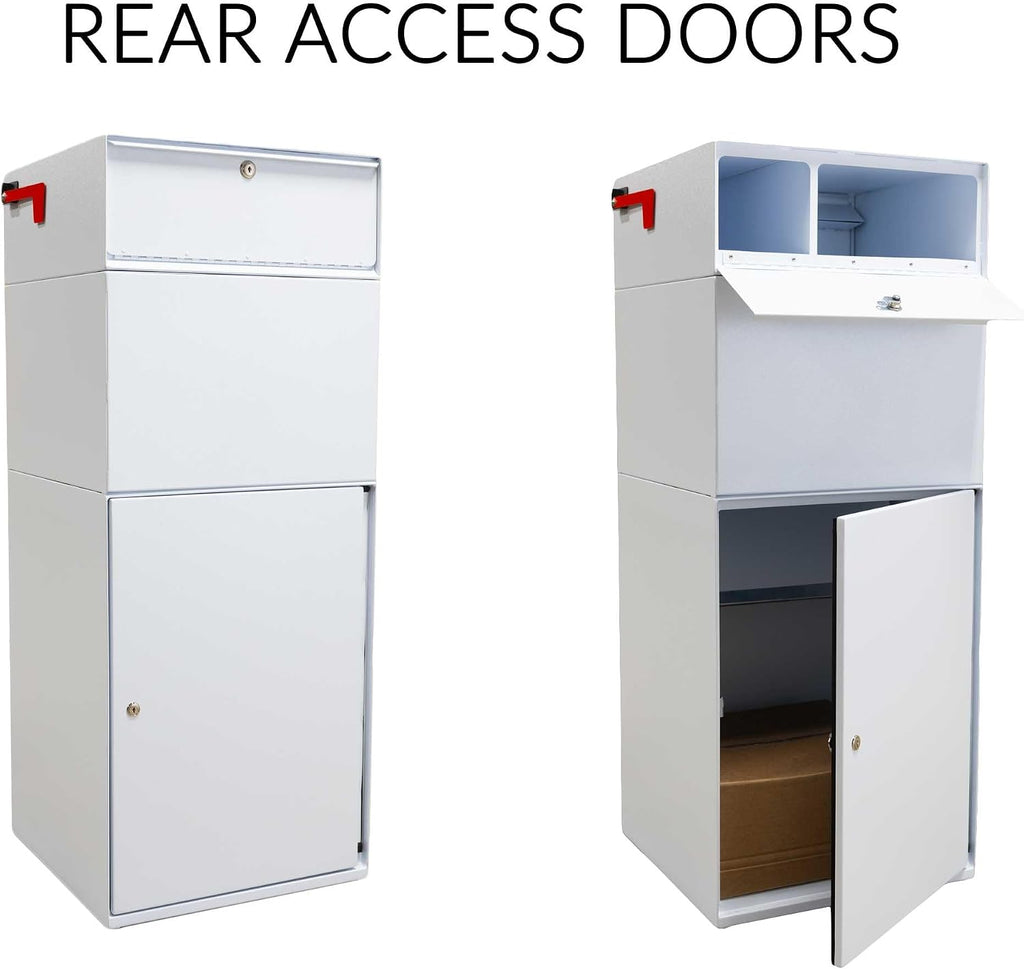 dVault® Full Service Vault DVCS0015 Secure Curbside Mailbox/Package Drop with Locking Letterbox (White)