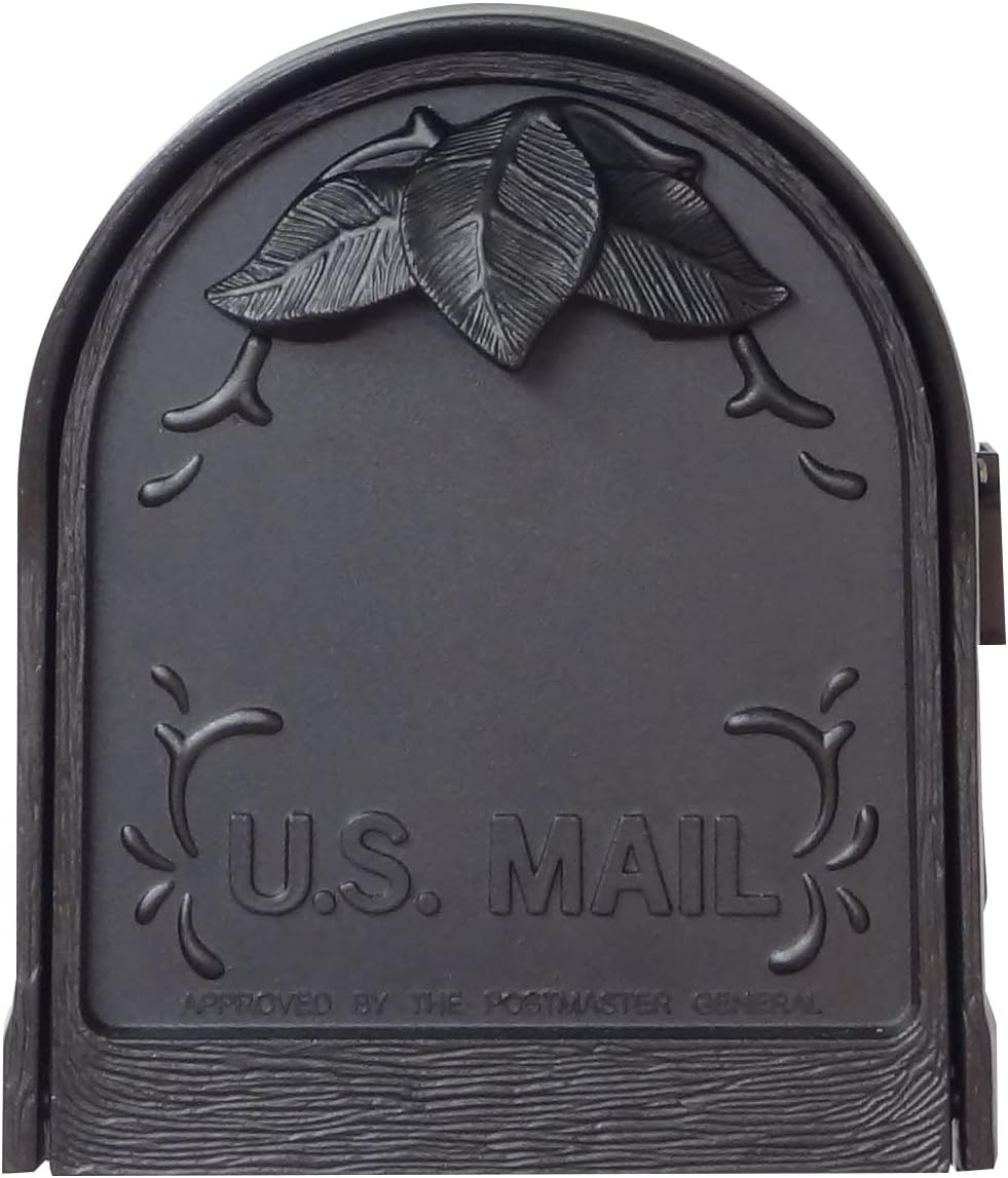 Special Lite Floral Curbside Mailbox - Black Cast Aluminum Mailbox for Post Mount - SCF-1003-BLK