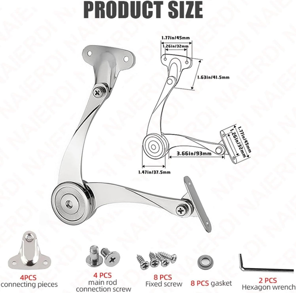 2 Pieces 6102 Lid Support Hinges,Randomly Stop Door Hinges,Adjustable Metal Lift and Up Hinges Cabinet Door Support Hinge