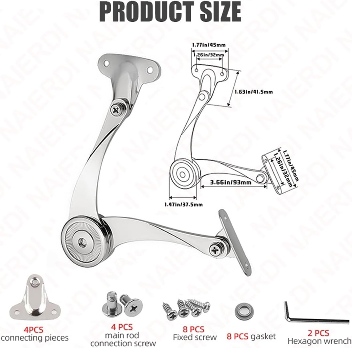 2 Pieces 6102 Lid Support Hinges,Randomly Stop Door Hinges,Adjustable Metal Lift and Up Hinges Cabinet Door Support Hinge