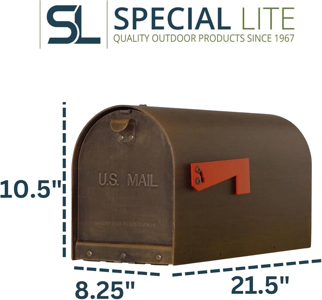 Special Lite Titan Steel Curbside Mailbox - Copper Steel Mailbox for Post Mount - SCH-1016-S-CP