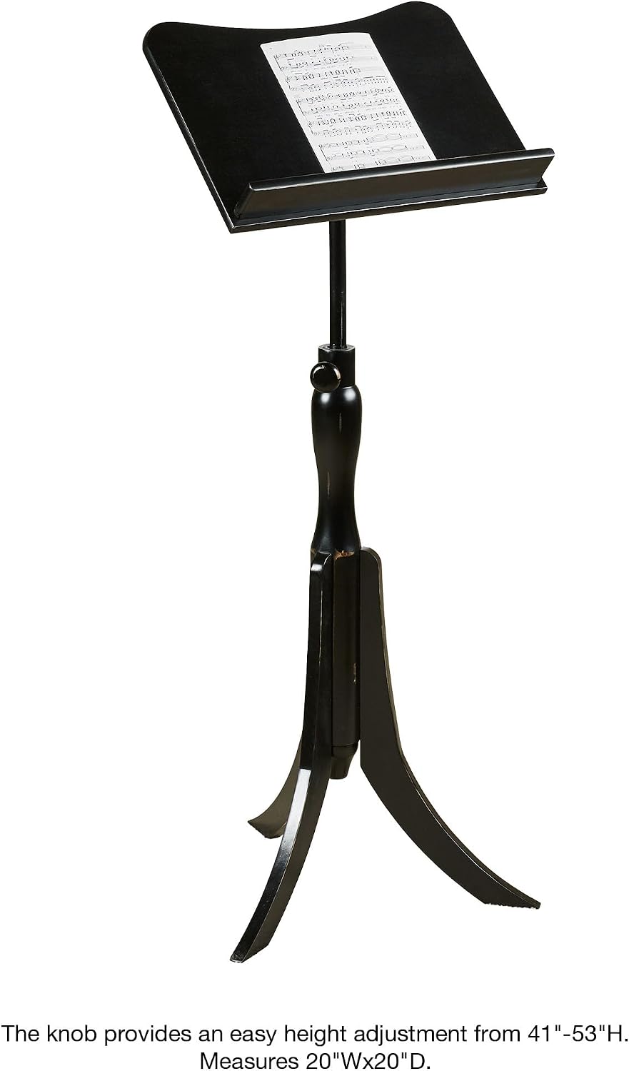 Touch of Class Parke Music Sheet Stand - Wooden - Black - Adjustable - Wood Station for Conductors - Library Lectern for Atlas, Dictionary - Auditorium, Meeting Room, Classroom for Speeches