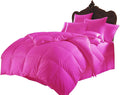 Luxury Goose Down 100% Egyptian Cotton 5Pc Quilt Cotton Comforter Set, Queen Size - 5Pc (1pc Comforter + 4Pc Pillowcases), Hotel Quality 800 TC, 600 GSM,Hot Pink, (90'x90')