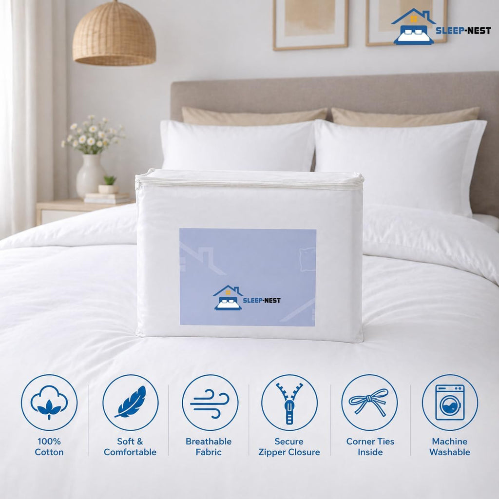 SLEEP-NEST Hotel Luxury Oversized King Duvet Cover 128x120 Inches 3-Piece Alaskan King Set in 100% Egyptian Cotton with Zipper Closure & Corner Ties, Breathable, All Season Bedding - White