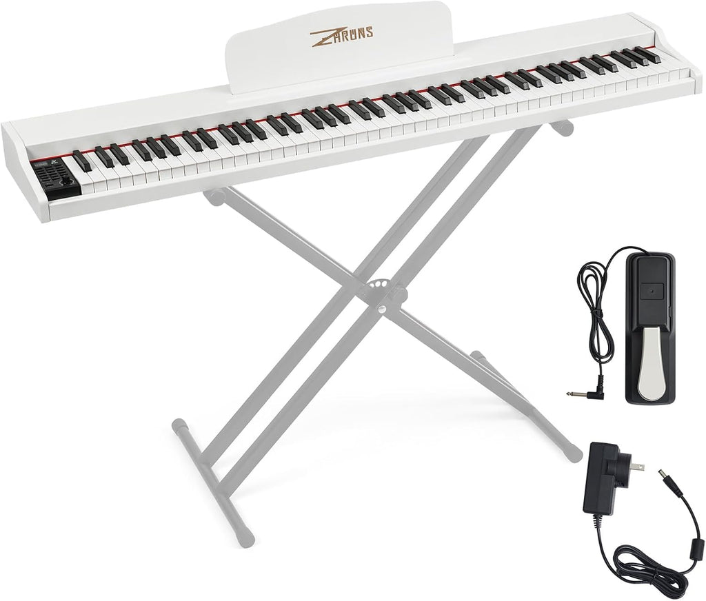 Digital Piano 88 Key Weighted, Full Size Electric Keyboard Piano for Beginners, Portable Piano Keyboard with Sheet Music Stand, Sustain Pedal, Power Adapter, White (Keyboard Only)