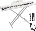 Digital Piano 88 Key Weighted, Full Size Electric Keyboard Piano for Beginners, Portable Piano Keyboard with Sheet Music Stand, Sustain Pedal, Power Adapter, White (Keyboard Only)