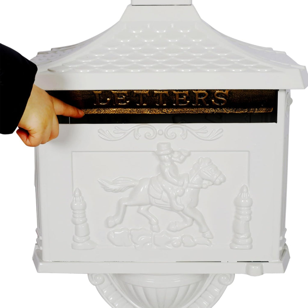 Mailboxes for Outside with Post,Mailbox Cast Aluminum Mail Box Postal Box Security Heavy Duty New (Aluminium+White)