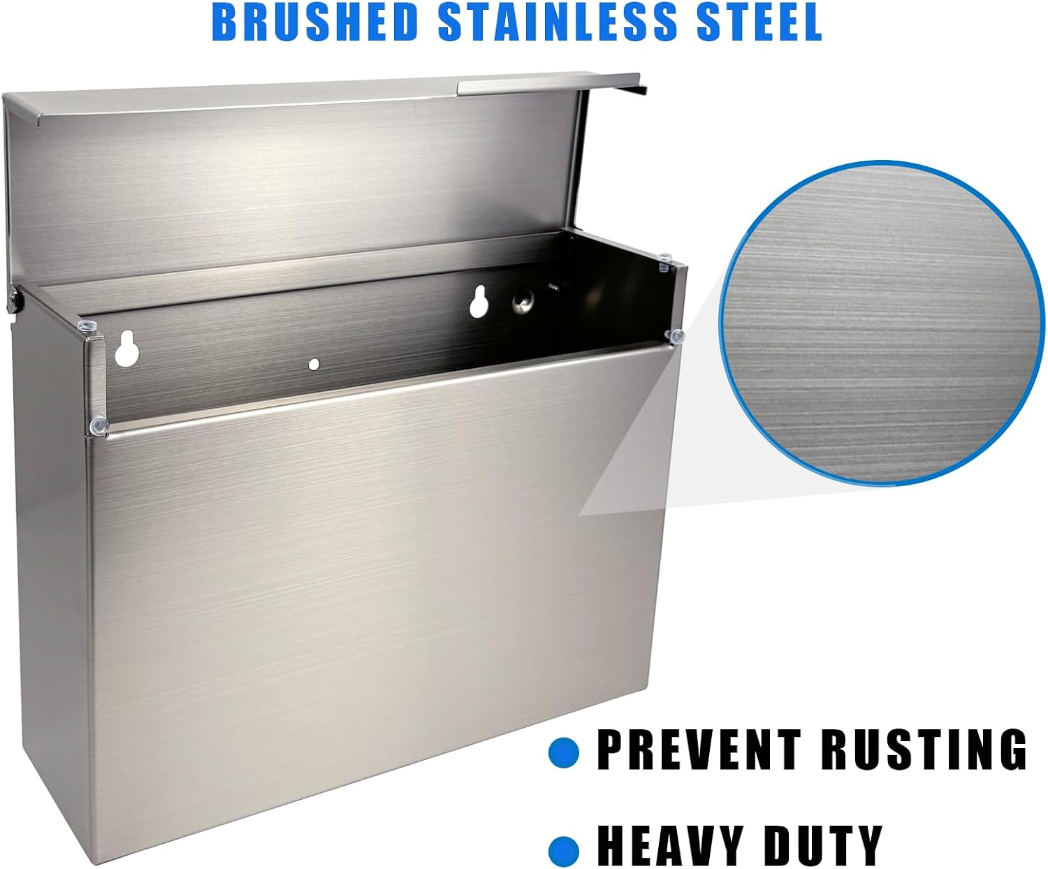 Modern Wall Mounted Mailbox for Outside – Rust-Resistant 304 Stainless Steel Mailbox with Rainproof Design, Large Capacity Outdoor Mailbox for Home, Apartment & Business, Silver