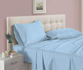 AMAY Luxury Soft 100% Egyptian Cotton 6pc Sheet Set Sateen Weave 800 TC Queen Size for Bed, Fits Mattress Upto 16-18'' Deep Pocket, Light Blue Stripe