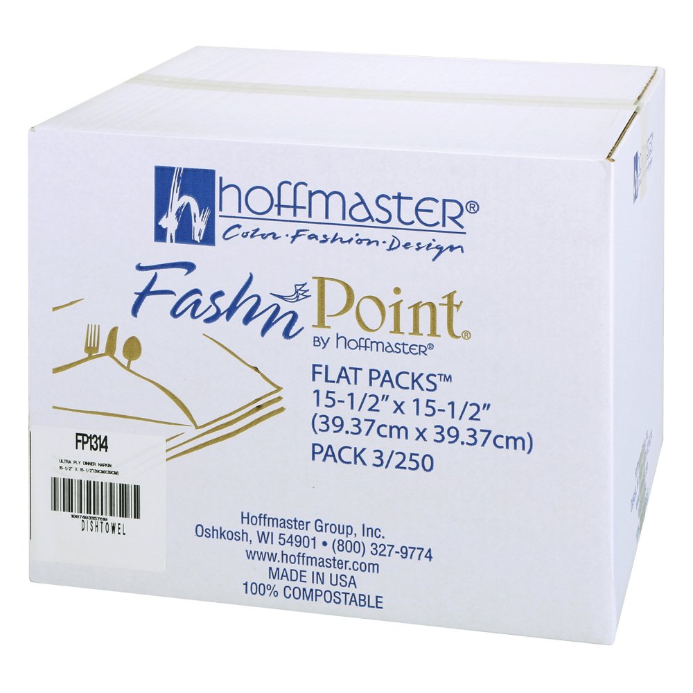 Hoffmaster FP1314 FashnPoint Black and White Dishtowel Printed Flat Pack Napkin, Ultra Ply, 15 1/2' x 15 1/2' (3 Packs of 250)