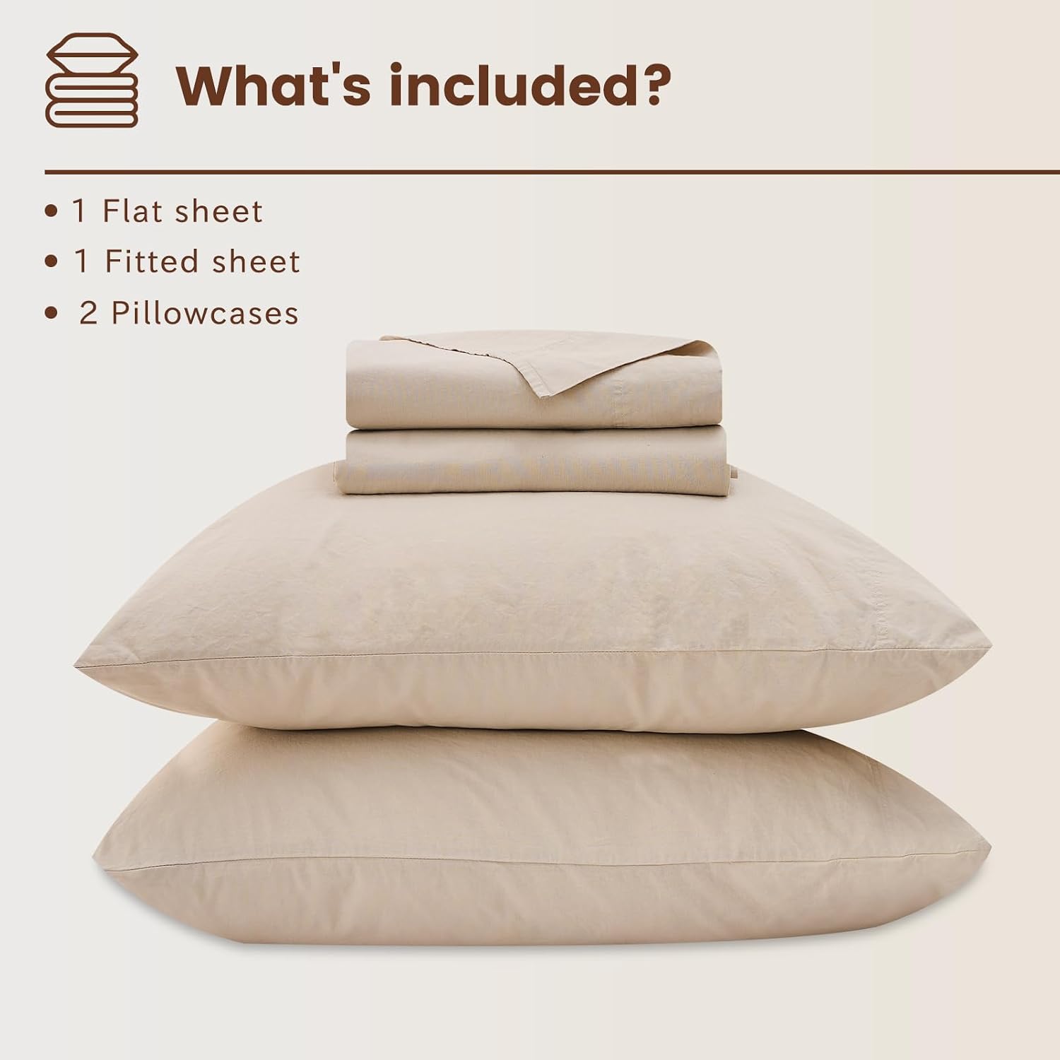 Bedlifes 100% French Linen Sheets Queen Size 18-24'Extra Deep Pocket 4-Piece Set Breathable & Moisture-Wicking,Soft & Durable Sheets for Thick Mattresses(Linen)