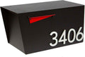 Rusty Design Contemporary Post-Mounted Mailbox with Personalized Address Numbers, Large Size #HC110 (with Four Address Numbers)