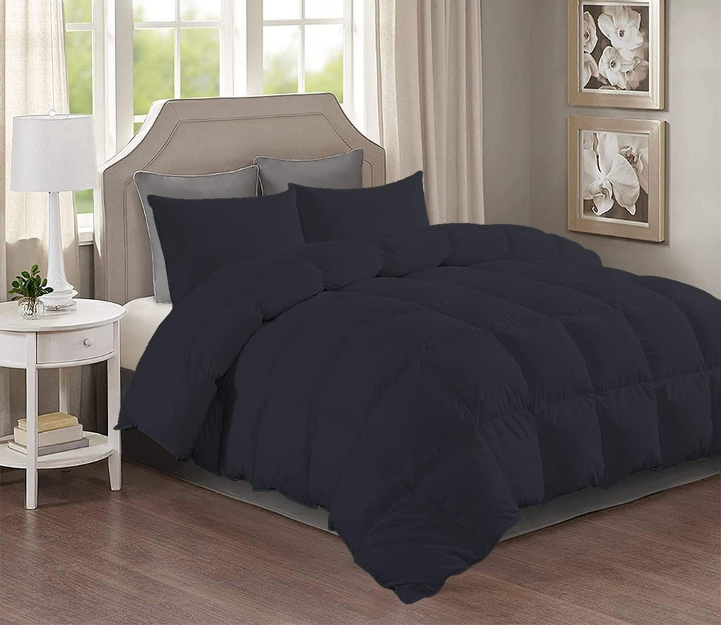 GOKOCO 7 Pieces, Bed in a Bag Bedding Sets California King Size 100% Egyptian Cotton 800 Thread Count 400GSM Fiber Fill Comforter Set with Sheet Set 15' Deep Pocket - Black Solid