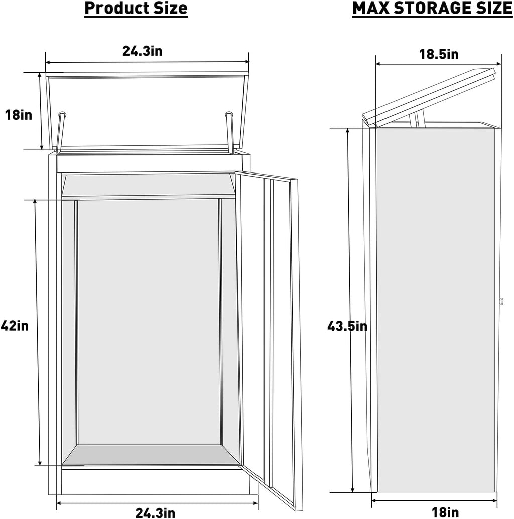43.5' Package Delivery Box for Outside - Lockable Black Metal Parcel Drop Box, Anti-Theft, IPX4 Waterproof, Weather-Resistant Mailbox for Porch, Fence, Curbside (XL)