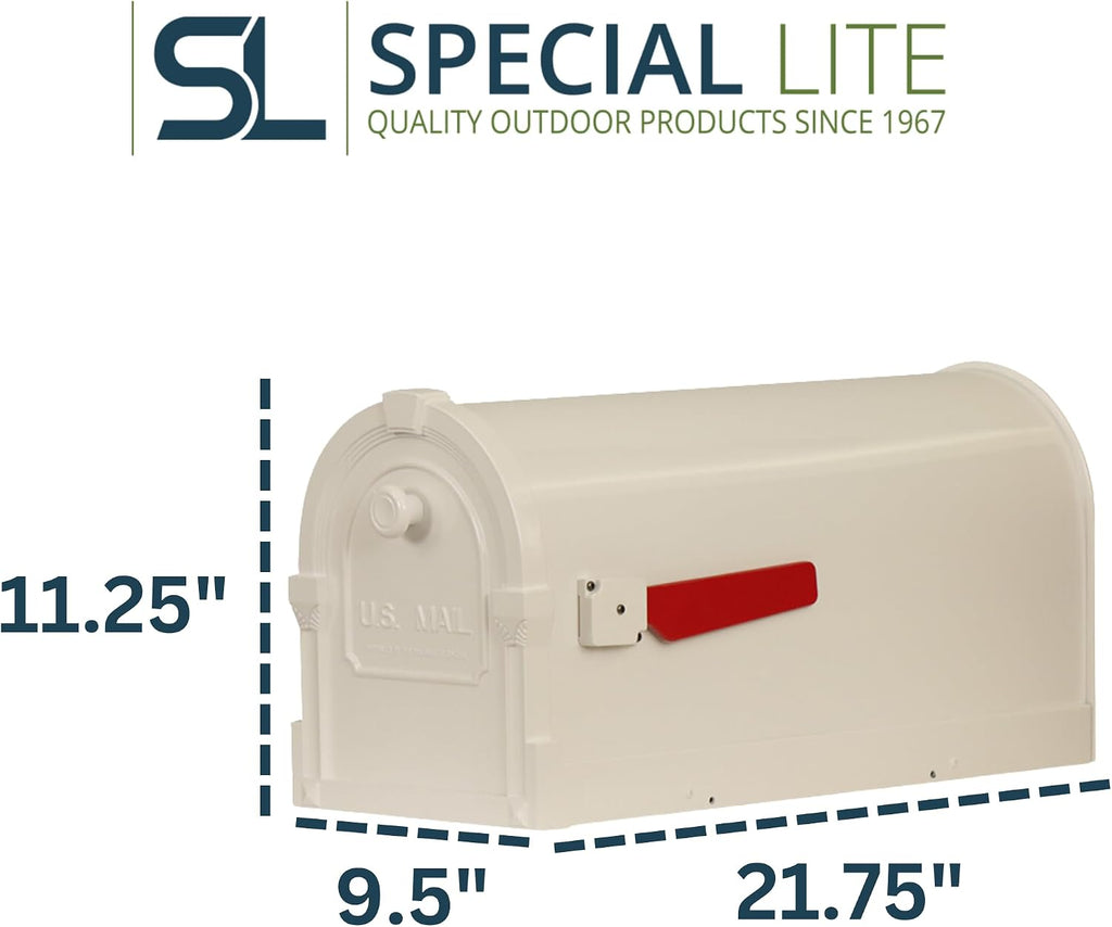 Special Lite Savannah Curbside Mailbox - White Aluminum Mailbox for Post Mount - SCS-1014-WH