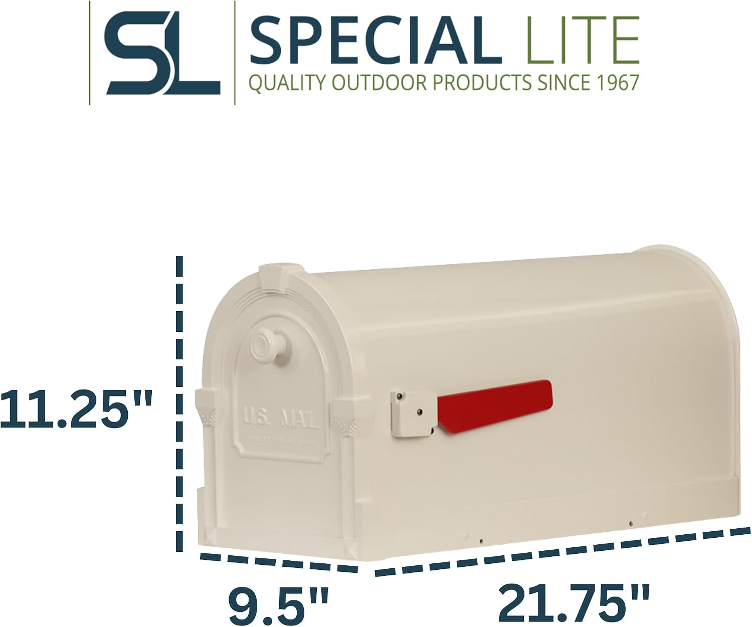 Special Lite Savannah Curbside Mailbox - White Aluminum Mailbox for Post Mount - SCS-1014-WH