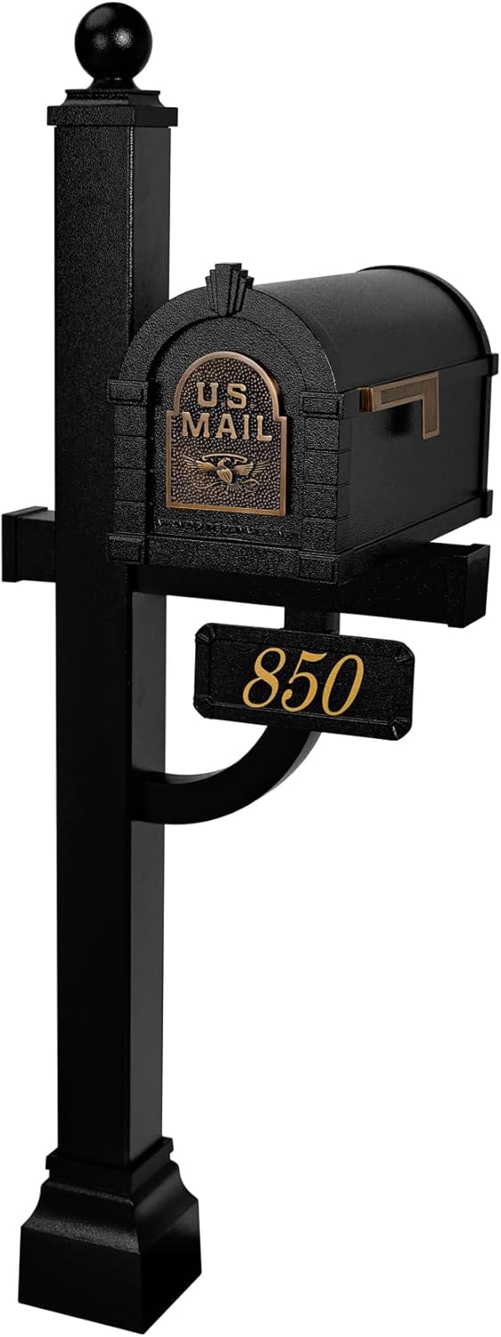 Gaines Keystone Series Mailbox - Black with Antique Bronze Eagle