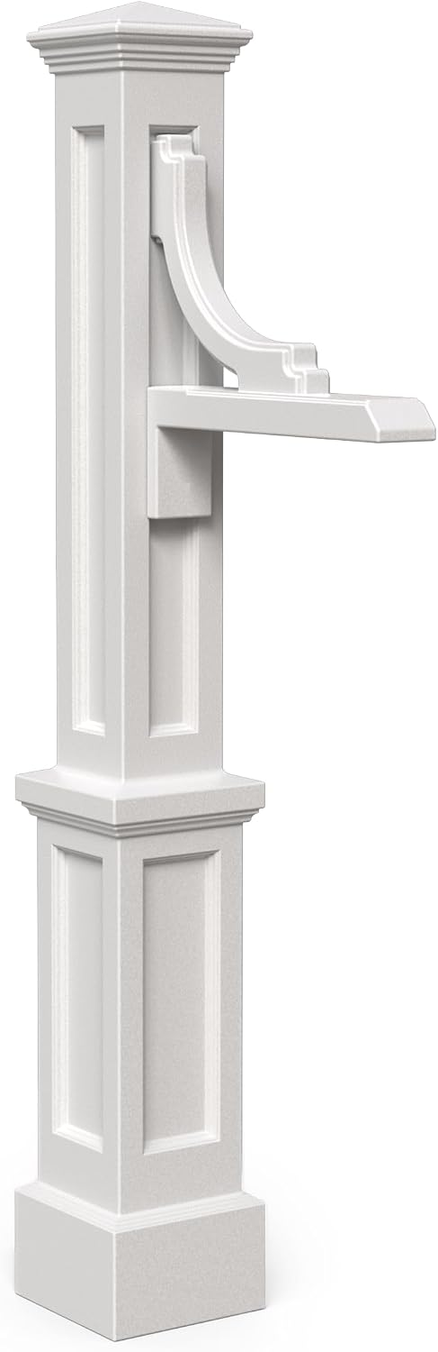 Mayne Woodhaven Address Sign Post - White - Includes Post & Address Arm - Polyethylene - Fits plaques up to 15in W (5812-W)