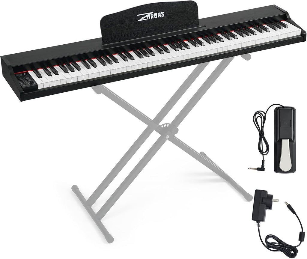 Digital Piano 88 Key Weighted, Full Size Electric Keyboard Piano for Beginners, Portable Piano Keyboard with Sheet Music Stand, Sustain Pedal, Power Adapter, Black (Keyboard Only)
