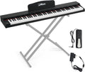 Digital Piano 88 Key Weighted, Full Size Electric Keyboard Piano for Beginners, Portable Piano Keyboard with Sheet Music Stand, Sustain Pedal, Power Adapter, Black (Keyboard Only)