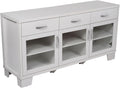 Flash Furniture Wells Modern Buffet Sideboard Storage Cabinet, Engineered Wood Construction, 3 Tempered Glass Soft Close Doors, 3 Drawers, 59', White