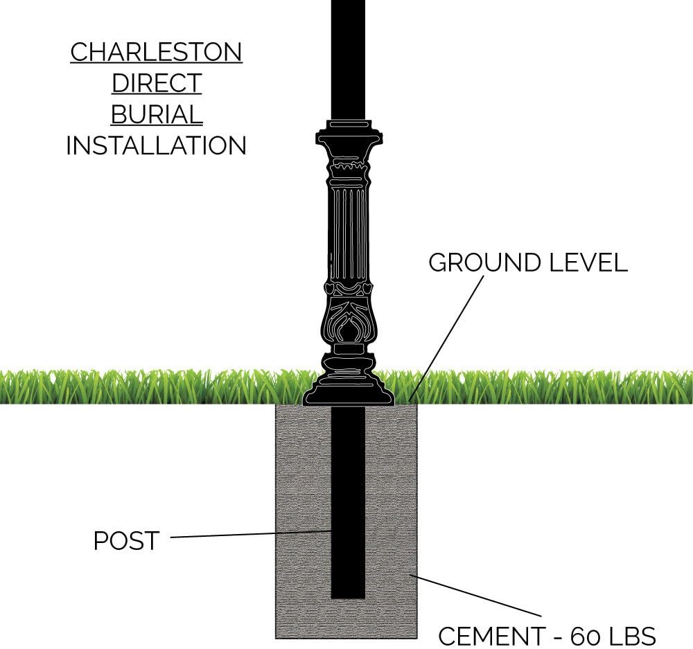 Charleston Mailbox & Post System – Black Rust Resistant Mailbox – Includes Address Plaque, Numbers, Scroll & Mounting Hardware (Large)