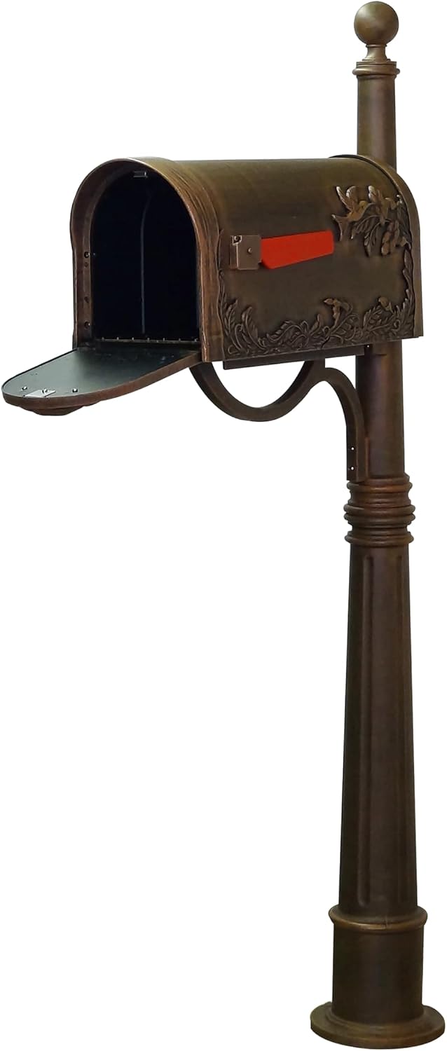Special Lite Hummingbird Curbside Mailbox with Ashland Post - Copper Mailbox with Aluminum Post - SCB-1005_SPK600-CP