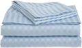 Split-Queen Sheets for Adjustable Bed Super Soft 1800-TC Heavy Egyptian Cotton 5-Piece Sheets Set Fits 10-12' Fully Elastic Deep Pocket (Stripe, Light Blue)