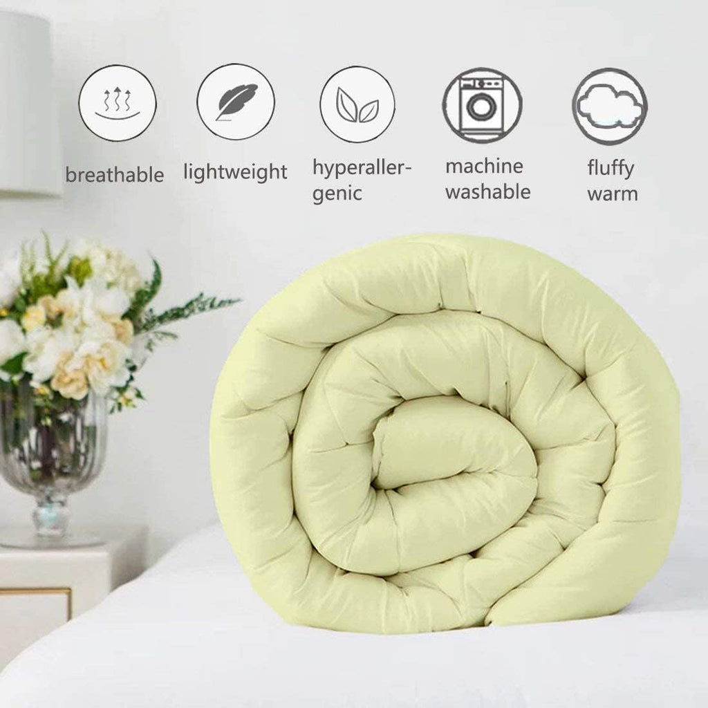 Eco Friendly 1000-TC Pinch Pleated Down Alternative Comforter 1pc Comforter & 2 pcs Pillow Covers, 700 GSM & All Side Corner Tabs 100% Egyptian Cotton (Oversized Queen Size (98' x 98'), Ivory)