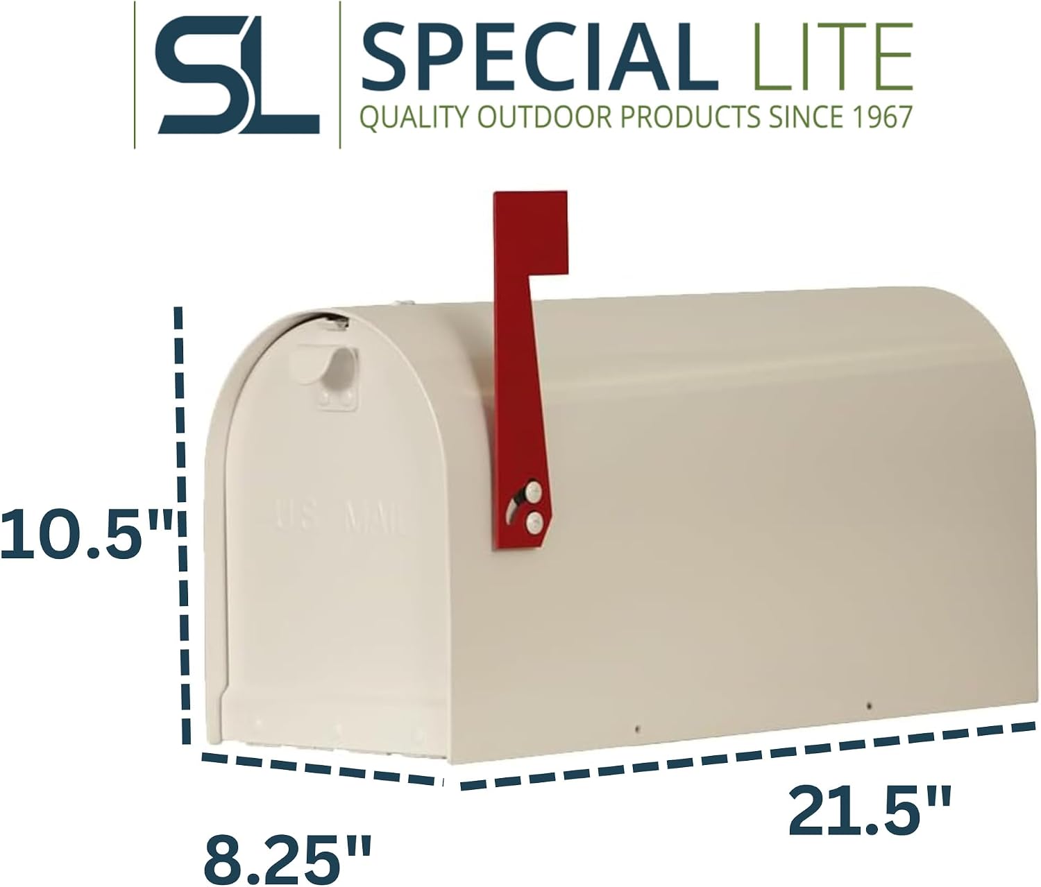 Special Lite Titan Aluminum Curbside Mailbox - White Aluminum Mailbox for Post Mount - SCH-1016A-WH