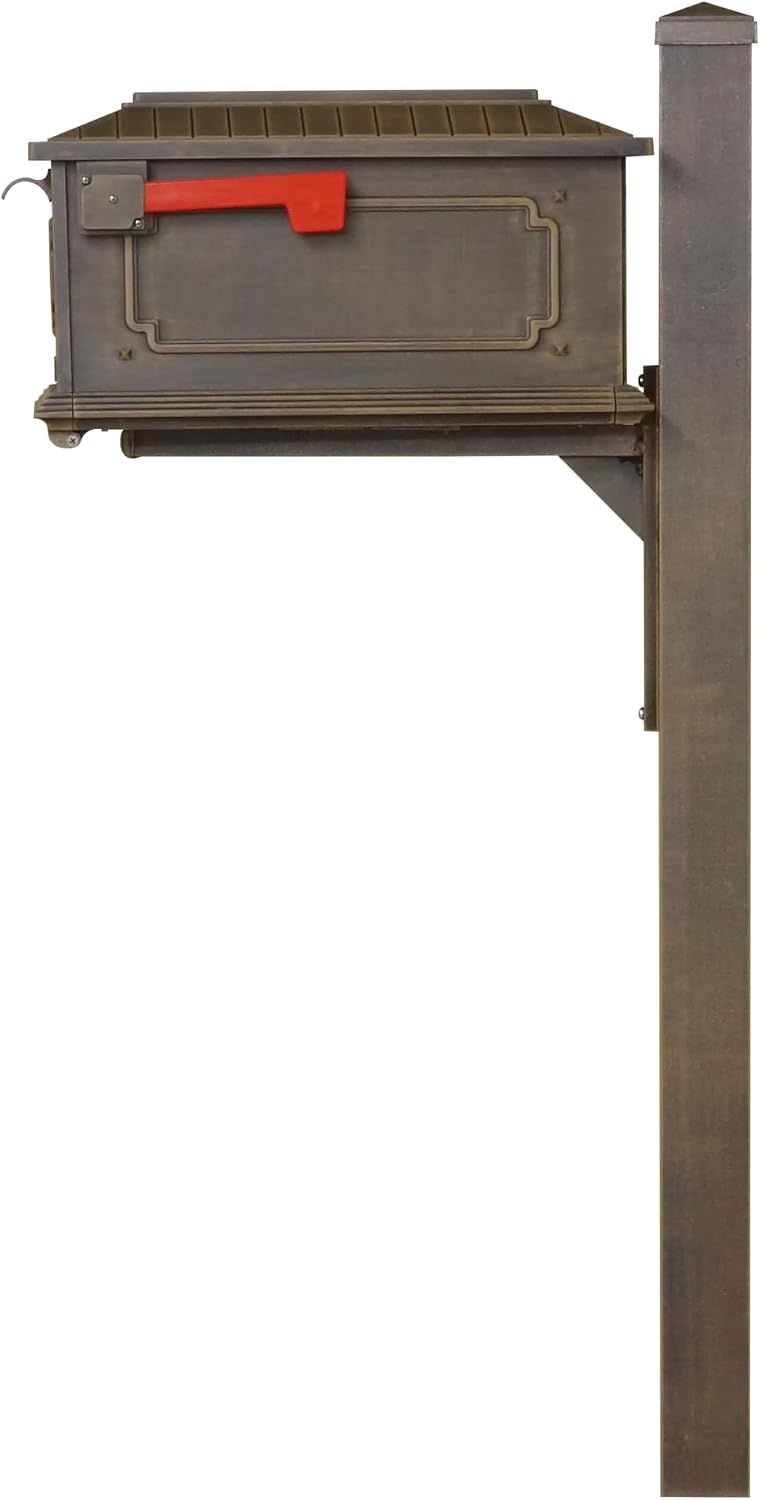 Special Lite Kingston Curbside Mailbox with Wellington Post - Copper Aluminum Mailbox with Post - SCK1017_SPK720-CP