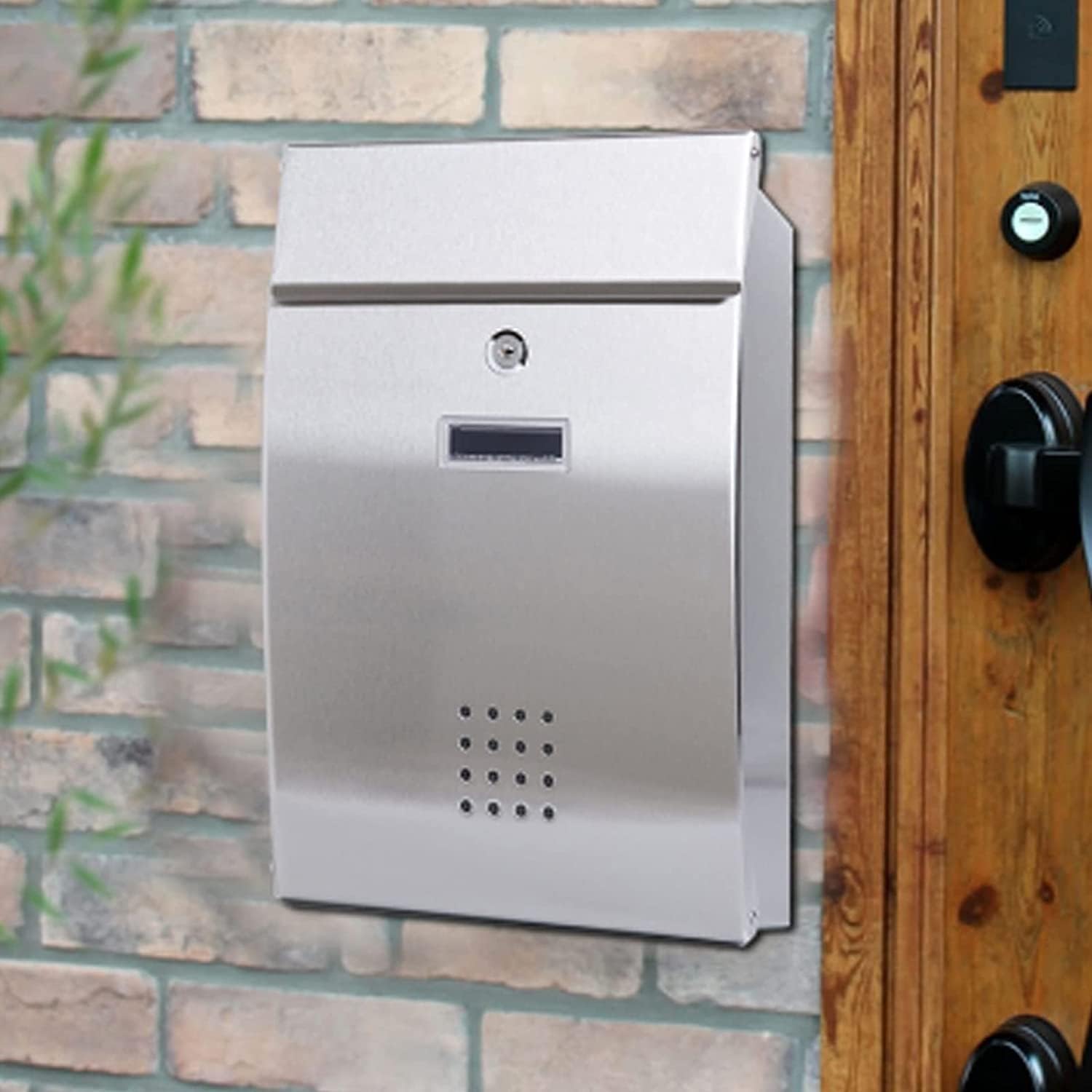 Generic Mailbox, Wall Mounted Modern Metal Mailboxes Outdoor Lockable Waterproof Post Box Community Household Rainproof Letter Box Retro Classic Secure Wall-Mount Newspaper Boxes(Stainless Steel)