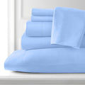 100% Giza Cotton, 1000 Thread Count, 6-PC Bed Sheet Set [Queen Size, Sky Blue Color] 18 inches Deep Pockets, Long Staple Cotton Breathable Soft Silky Sateen Weave