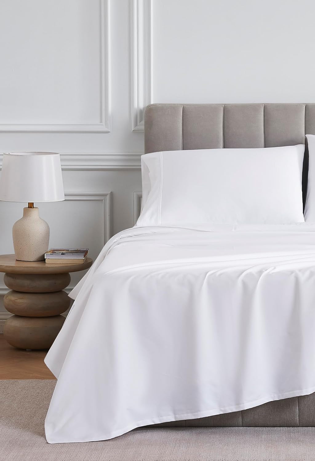 Linen Closet Luxury Cotton 1000 Thread Count Egyptian Cotton 4-Piece Sheet Set, Full, Arctic White