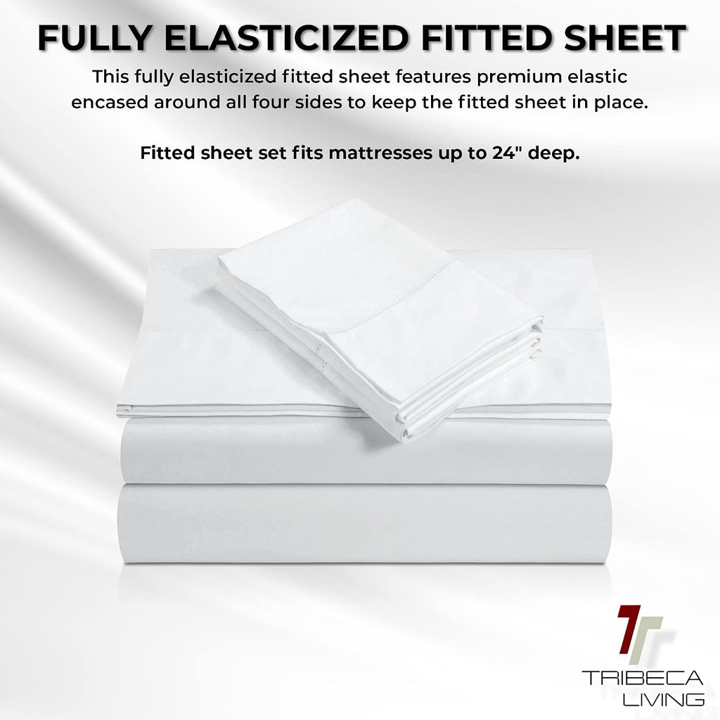 Tribeca Living® Egyptian Cotton Sateen 800 Thread Count Hemstitched Deep Pocket Sheet Set Queen White