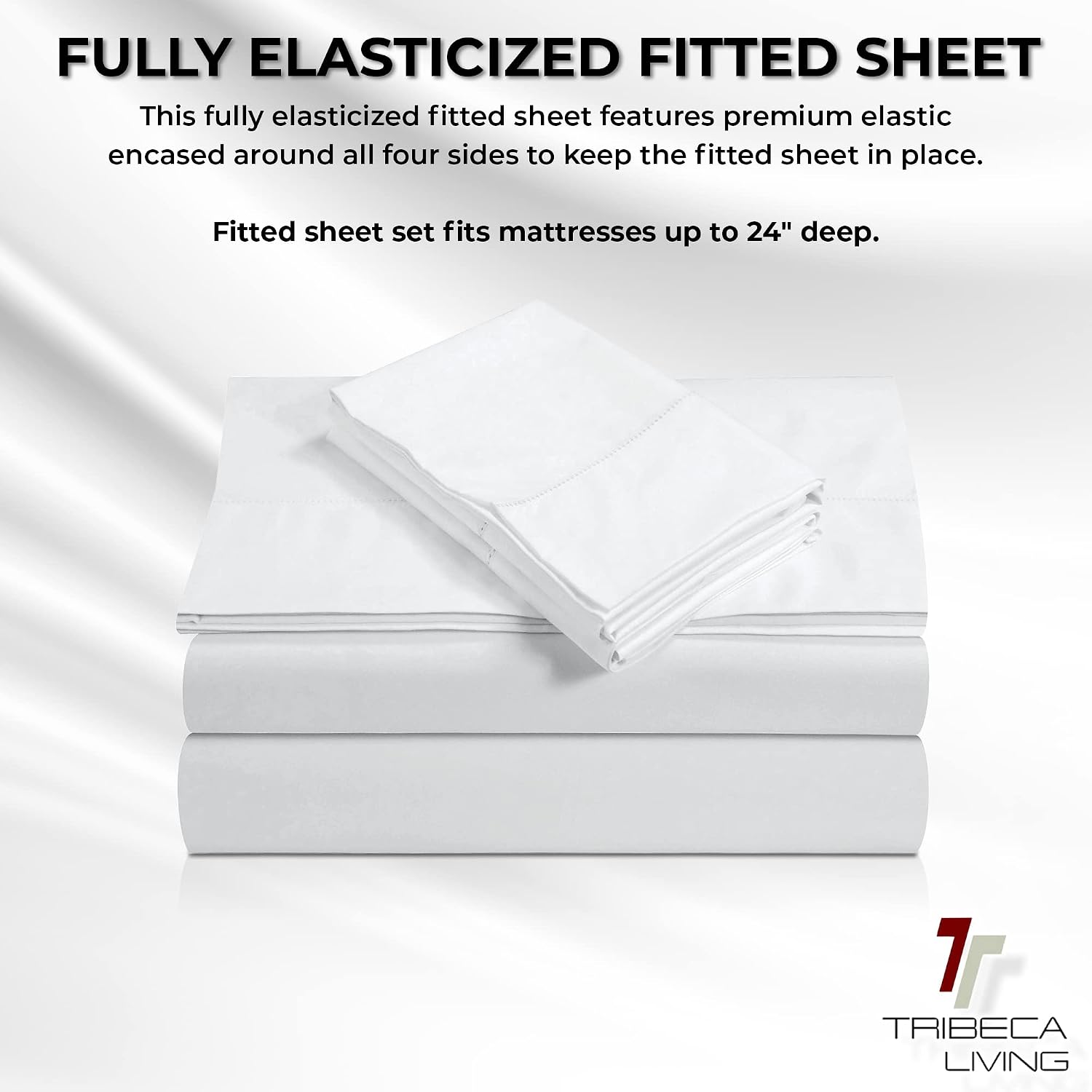 Tribeca Living® Egyptian Cotton Sateen 800 Thread Count Hemstitched Deep Pocket Sheet Set Queen White