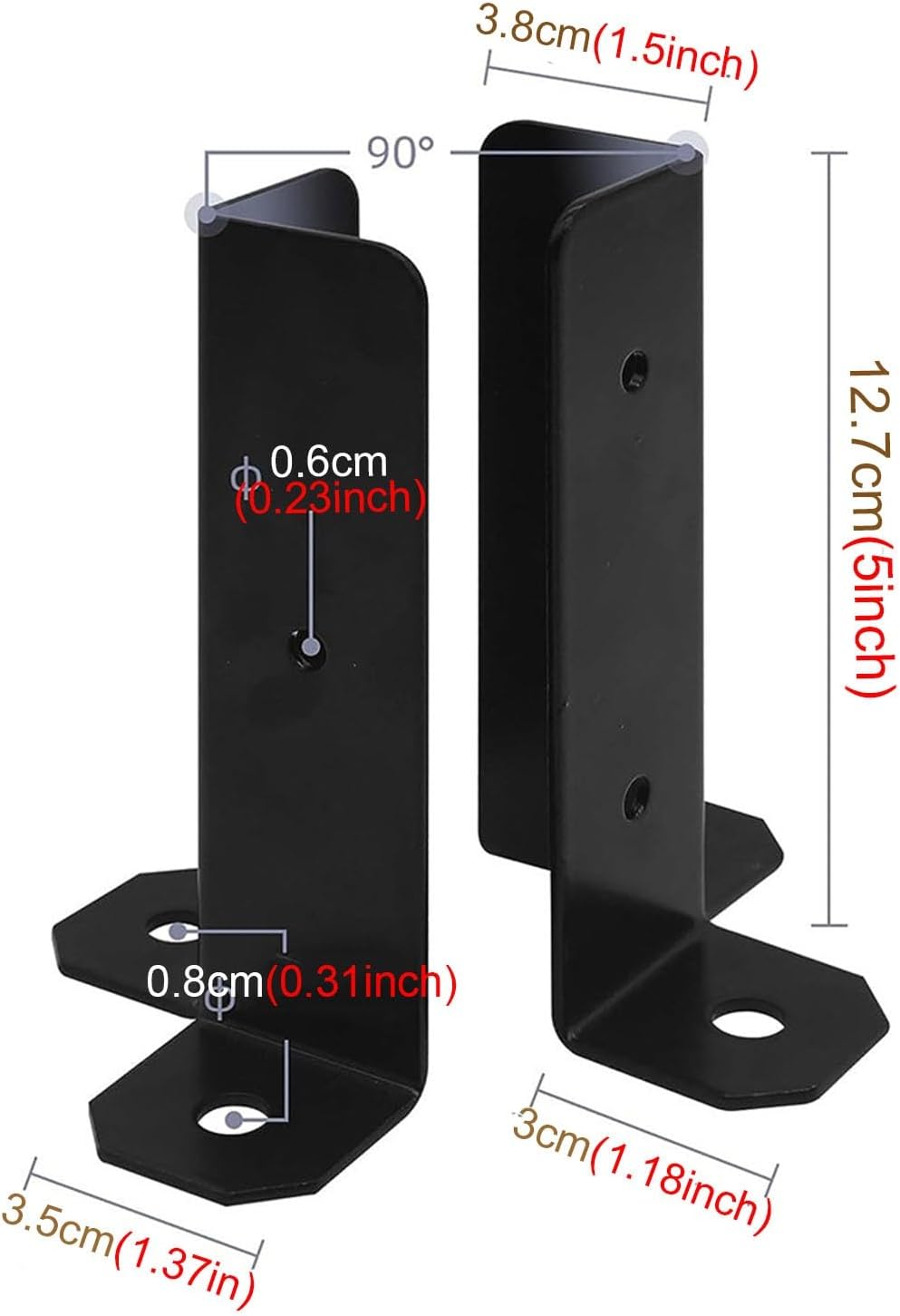 4x4 Concrete Post Anchor for Flexible Fence Post Holder, Adjustable Metal Base with Installation Kit - Fits 1.5X1.5 2x2 2x4 4x6 Wooden Mailbox Railing Posts