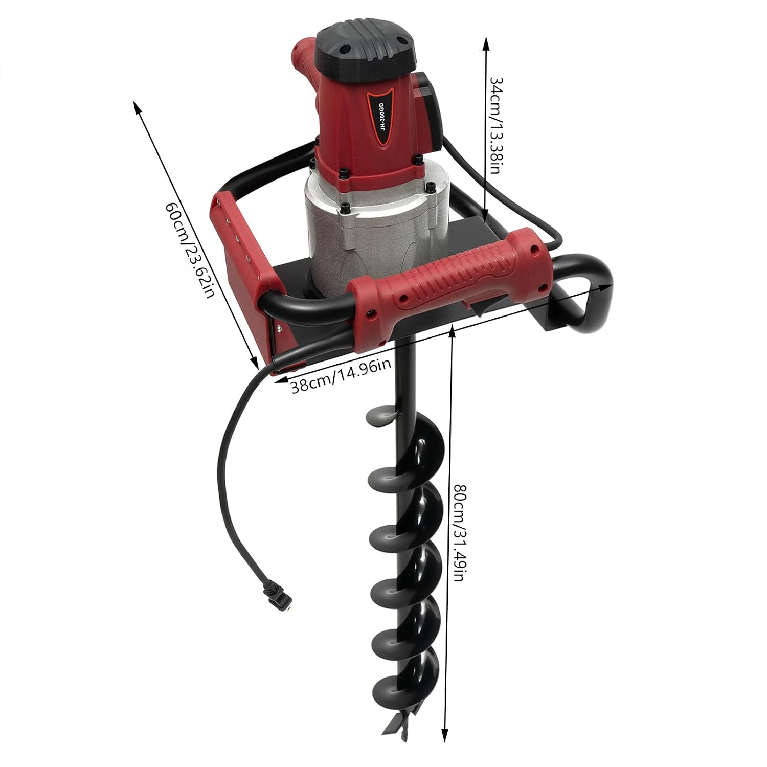Electric Auger Digging Drill, Electric Post Hole Digger Handles with Adjustable Speed, Two Different Sizes Drilling Machine for Mailbox Post Digging, Fence and Deck Installation, Tree