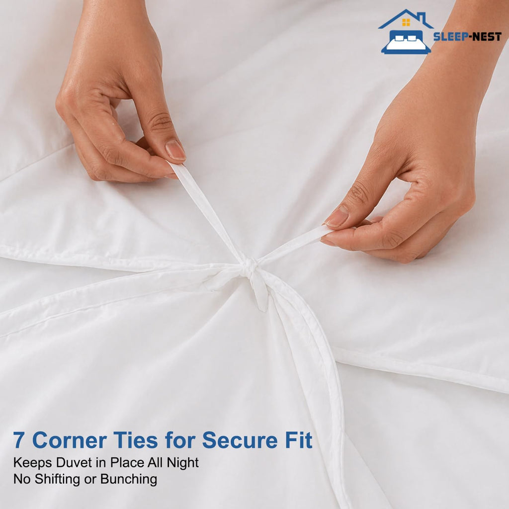 SLEEP-NEST Hotel Luxury Oversized King Duvet Cover 128x120 Inches 3-Piece Alaskan King Set in 100% Egyptian Cotton with Zipper Closure & Corner Ties, Breathable, All Season Bedding - White