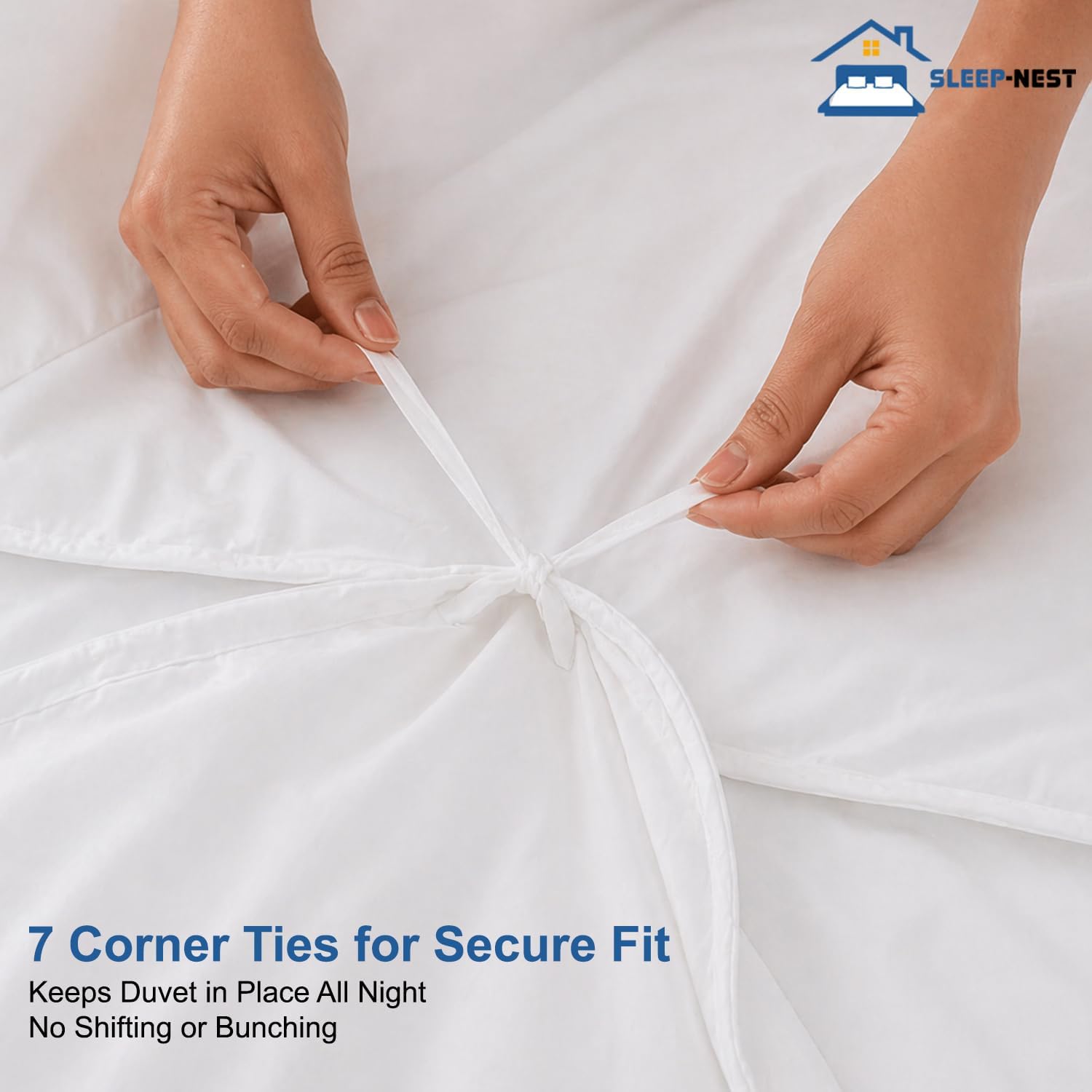 SLEEP-NEST Hotel Luxury Oversized King Duvet Cover 128x120 Inches 3-Piece Alaskan King Set in 100% Egyptian Cotton with Zipper Closure & Corner Ties, Breathable, All Season Bedding - White